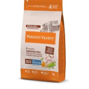 NATURE'S VARIETY CAT HEALTHY GRAINS STERILIZED ADULT PESCADO BLANCO 300g/1.25Kg/3Kg
