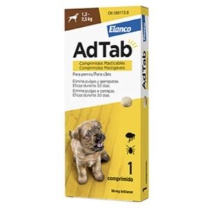 ELANCO ADTAB COMPRIMIDO ANTIPARASITARIO PERROS DE 1,3Kg-2,5Kg 56.25mg (1 comprimido)