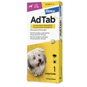 ELANCO ADTAB COMPRIMIDO ANTIPARASITARIO PERROS DE 2,5Kg-5,5Kg 112.5mg (1 comprimido)