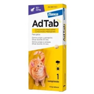 ELANCO ADTAB COMPRIMIDO ANTIPARASITARIO GATOS DE 0.5Kg-2Kg 12mg (1 comprimido)