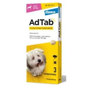ELANCO ADTAB COMPRIMIDO ANTIPARASITARIO PERROS DE 2,5Kg-5,5Kg 112.5mg (3 comprimidos)