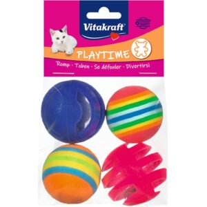 VITAKRAFT JUGUETES 2 BOLAS PLÁSTICO Y 2 BOLAS GOMA PARA GATOS (8ud./caja)