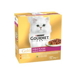 GOURMET GOLD DOBLE PLACER PACK BUEY-POLLO, PATO-PAVO, PESCADO DEL OCÉANO, CONEJO-HÍGADO 8x85g