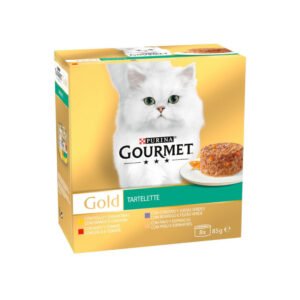 GOURMET GOLD TARTELETTE PACK BUEY-TOMATE, POLLO-ZANAHORIA, PAVO-ESPINACAS Y CORDERO-JUDÍAS VERDES 8x85g