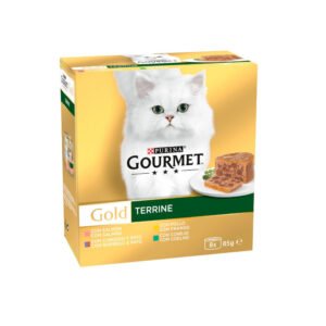 GOURMET GOLD TERRINE PACK SALMÓN, POLLO, CONEJO Y CORDERO-PATO 8x85g
