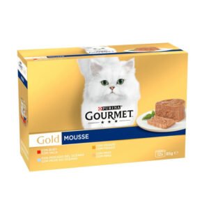 GOURMET GOLD MOUSSE PACK BUEY, PESCADO OCÉANO, PAVO E HÍGADO 12x85g