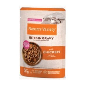 NATURE’S VARIETY CAT KITTEN BOCADITOS EN SALSA CON POLLO 70g (28uds./caja)