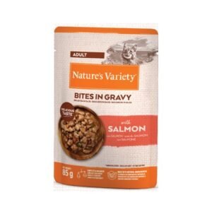 NATURE’S VARIETY CAT BOCADITOS EN SALSA CON SALMÓN 85g (22uds./caja)