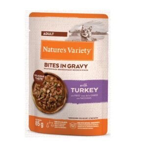 NATURE’S VARIETY CAT BOCADITOS EN SALSA CON PAVO 85g (22uds./caja)