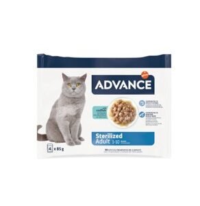 ADVANCE CAT WET ADULT STERILIZED BACALAO FLOWPACK 4x85g (13ud./caja)