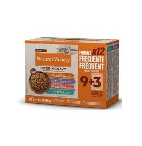 NATURE’S VARIETY CAT BOCADITOS EN SALSA MULTIPACK CARNE Y PESCADO 3 POLLO-3 SALMÓN-3 PAVO-3 TUNA