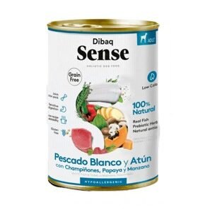 DIBAQ SENSE COMIDA HÚMEDA NO GRAIN DE PESCADO BLANCO Y ATÚN PARA PERROS ADULTOS 380g - (12uds./caja)